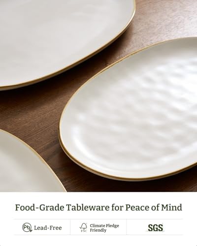 famiware Serving Platters Set of 3 Sizes - Oval, Matte White - Image 5