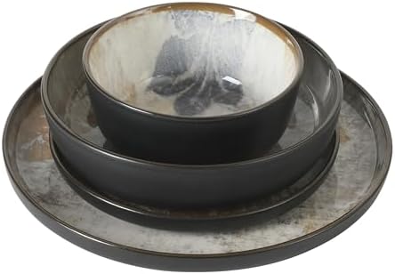 Gibson Elite Chantilly Hill 16-Piece Ceramic Dinnerware Set, Round Plates & Bowls, Multicolor Leaf Design, Microwave & Dishwasher Safe, Service for 4 - Image 7