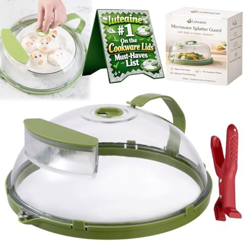 Microwave Splash-Proof Food Cover, Splatter Screen Guard with Water Steamer, Glass Bowl Overflow Drain Helmet Plate Covers, Magnetic Bacon Cooker, Collapsible Silicone Panel(12in) by Unknown