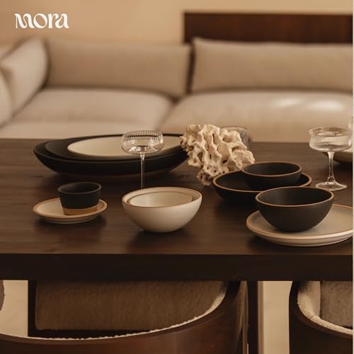 MORA Mega and Giant Serving Dishes Set of 2, 16 inch and 14 inch Ceramic Pottery Oval Platters - Microwave, Oven and Dishwasher Safe - Liquorice - Image 6