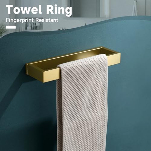 Brushed Gold 5-Pieces Bathroom Hardware Set Towel Bar Set,Stainless Steel Bathroom Hardware 23.6 Inch Towel Bar Towel Holder Set Wall-Mounted - Image 3