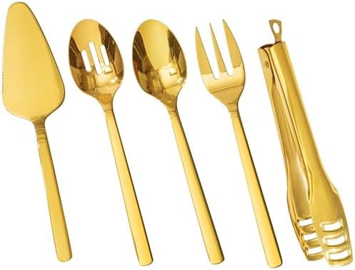 KINGSTONE 18/10 Large Hostess Gold Serving Utensils,Stainless Steel Serving by KINGSTONE