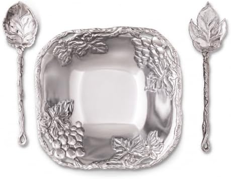 Arthur Court Grape Salad Set 3-Pc Aluminum Bowl and Server - Elegant Serveware for Entertaining - 9.5 Inch Diameter - Image 5