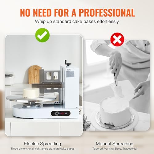 VEVOR Cake Decorating Machine, Cake Cream Spreading Coating Smearing Machine, Low Noise Cake Frosting Machine, Turntable with Adjustable Scraper, for 4" to 16" Cake, 25-320RPM Rotating Speed, White - Image 4
