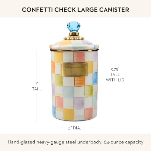 MACKENZIE-CHILDS Enamel Canister, Large, Confetti Check - Image 4