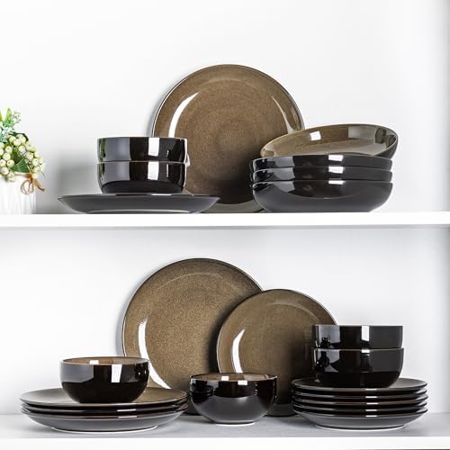 LeRatio Ceramic Dinnerware Sets for 4,12Pcs Porcelain Plates and Bowls Set - Image 7