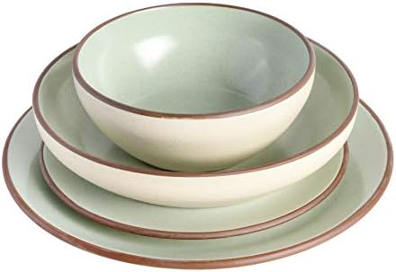 Gibson Elite Contempo Classic 16-Piece Double Bowl Dinnerware Set, Service for 4 – Mint Stoneware Plates and Bowls - Image 3