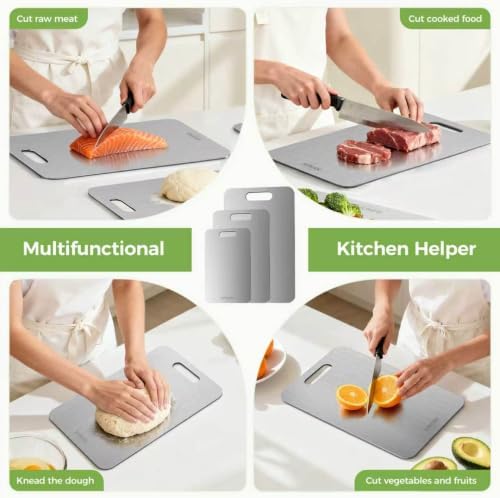 Titanium Cutting Board, 100% Pure Titanium Cutting Boards for Kitchen, Double-sided Titanium Cutting Boards,Separate Raw and Cooked Food Areas,11.7"L*7.7"W - Image 7