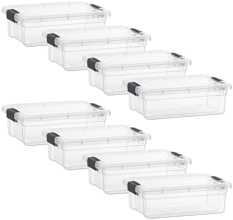 Superio Storage Bins with Lids- Clear Boxes for Organizing, Stackable Plastic Containers- BPA Free, Non-Toxic, Odor Free, Organizer for Home, Office, Dorm (8 Pack, 2.5 Quart) by Superio