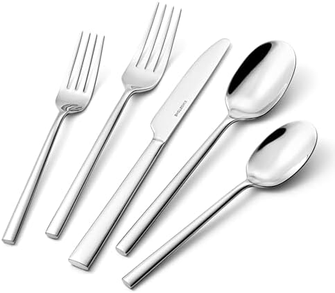 Silverware Set for 12, 60-Piece 18/0 Stainless Steel Flatware Cutlery Set by KINGSTONE