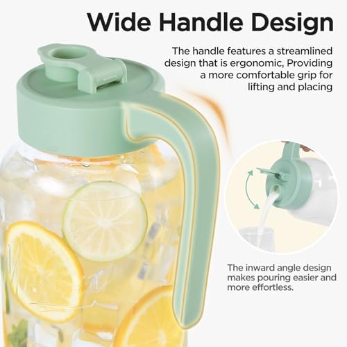 Mason Jar Pitcher, 2 pcs 64 oz (2 quart), Glass Pitcher with Lid - Image 2