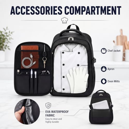 Chef Knife Backpack with Waterproof Pockets, 30+ Storage Pockets Chef Bag - Image 4