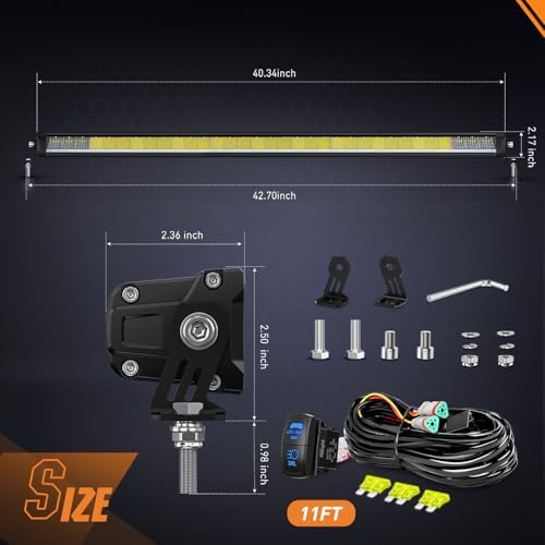 Nilight LED Light Bar with Amber DRL 40.3 Inch 165 W Single Row Light - Image 2
