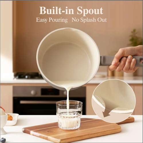 SENSARTE Ceramic Pots and Pans Set Nonstick, 20Pcs Cookware Set, Taupe - Image 6