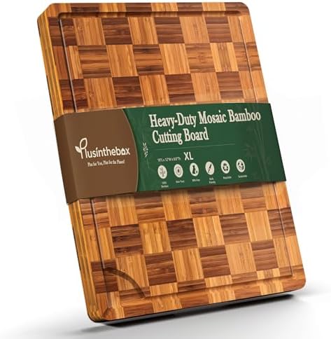 Checkered Cutting Board,18" x 12" X-Large Bamboo Cutting Board for Kitchen by Unknown