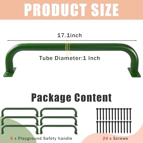 6 Pcs Green 17”Metal Playground Safety HandlesFor Indoor & Ourdoor - Image 2