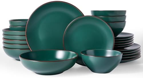 Famiware Venus Stoneware Dinnerware Sets with Pasta Bowls, Dishes Set for 6 by Famiware
