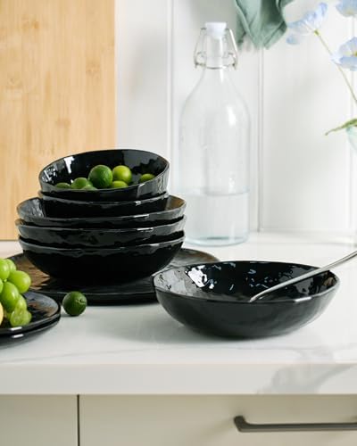 Famiware Porcelain Dinnerware Set for 4, 16-Piece, Glossy-black - Image 4