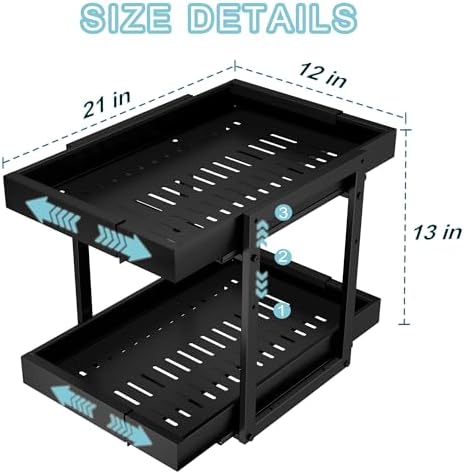 Golener 2-Tier Expandable Pull Out Cabinet Organizer, Cabinet Drawers, 21"D - Image 2
