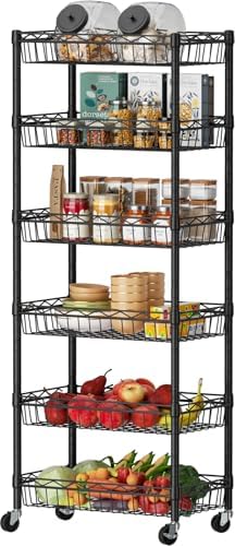SINGAYE 6 Tier Shelf Wire Shelving Adjustable Storage Shelves Basket Rack by SINGAYE