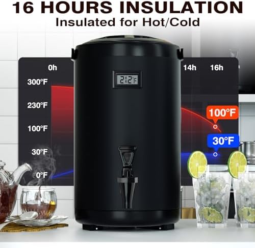 Insulated Beverage Dispenser-NON HEATING-75 Cup Cold Drink Beverage for Catering-Stainless Steel Iced Beverage Dispenser 12 L/3.2 Gallon Coffee Dispenser with Spigot for Tea,Juice (black) - Image 3