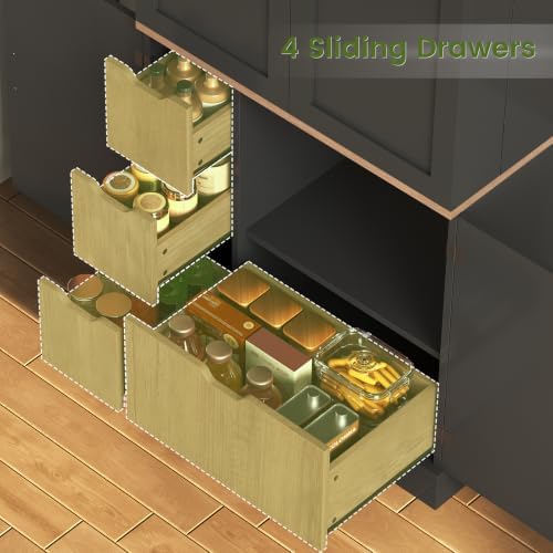 Itaar 70.9" Kitchen Pantry Cabinet,6 Door Shelves and 4 Drawers, Black - Image 5