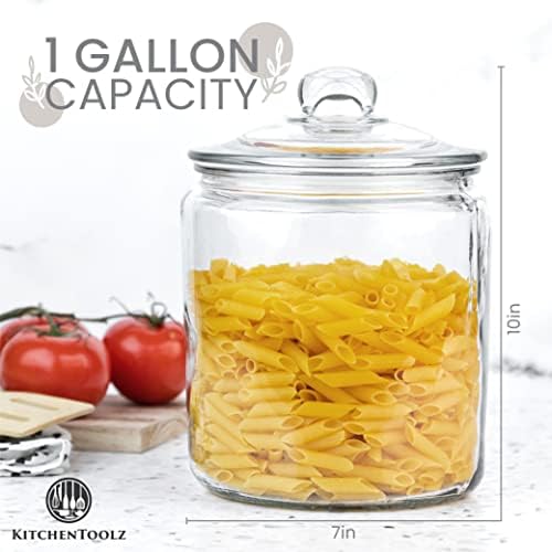 1 Gallon Glass Cookie Jar - Large Food Storage Container with Airtight Lid - Keep Fresh Flour, Chewy Pet Treats, Candy, Dried Foods, Detergent Pods for Your Kitchen or Laundry Room- Pack of 2 - Image 2