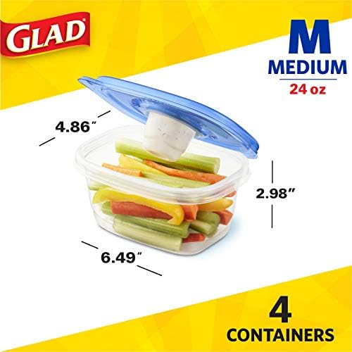 Glad GladWare To-Go Medium Rectangle Snack Containers, 24 Oz, 4 Count, 6-Pk - Image 5