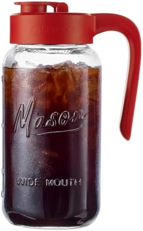 Mason Jar Pitcher, 64 oz (2 quart), Glass Pitcher with Lid by spreccio