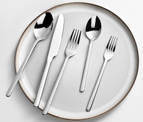 KINGSTONE 40 Piece Silverware Set, Flatware Set for 8, 18/10 Stainless Steel Cutlery Set Mirror Polished Modern Design Dishwasher Safe - Image 6