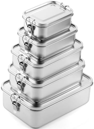 Umigy Stainless Steel Food Containers, 5 Sizes, Divided, 5 Pcs by Umigy