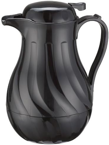 Winco Push Button Insulated Beverage Server with Swirl Design, 64-Ounce, Black, Set of 6 by Winco