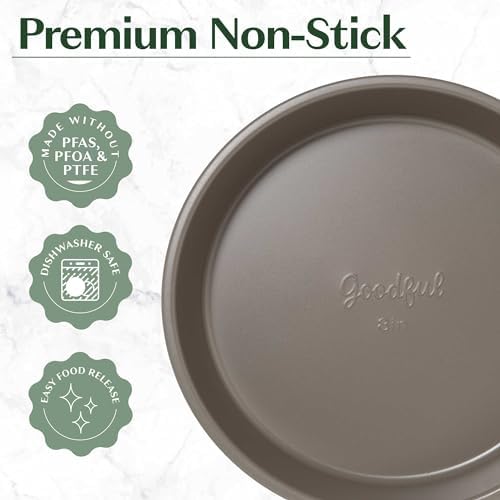 Goodful All-In-One Nonstick Bakeware Set, Stackable and Space Saving Design includes Round and Square Pans, Muffin Pans, Cookie Sheet and Roaster, Dishwasher Safe, 8-Piece, Graphite - Image 3