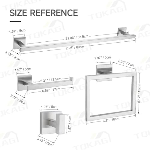 TQKAG 5-Piece Bathroom Hardware Set, Brushed Nickel Classic Wall Mounted - Image 6