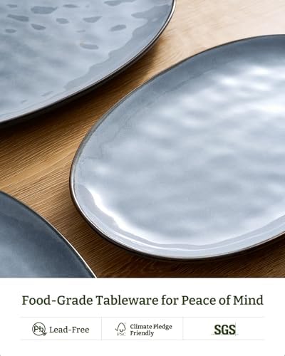 famiware Serving Platters Set of 3 Sizes - Oval, Blue - Image 5
