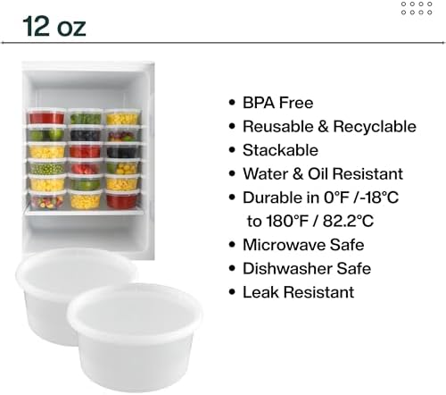 [12oz-32 Sets Plastic Deli Containers with Lids - BPA Free Clear Soup Containers with Airtight Lids, Leak Resistant Food Storage for Meal Prep, Stackable/Microwave/Dishwasher/Freezer Safe - Image 4