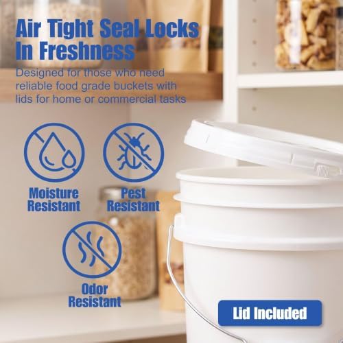 ePackageSupply 5 Gallon Bucket - Food Grade w/Lid BPA-Free,10 Pack - White - Image 4