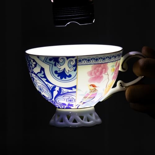 KAMMAK Tea Cups and Saucers Set of 2, Fine Bone China Coffee Cups, GH011 - Image 7