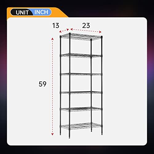 BestOffice | 6-Tier Wire Shelf | 13" x 23" x 59 | Black - Image 3