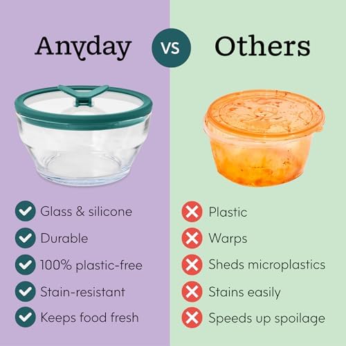 Anyday 4-Piece Large Glass Food Storage with Lids (Clear Kale) - Image 3