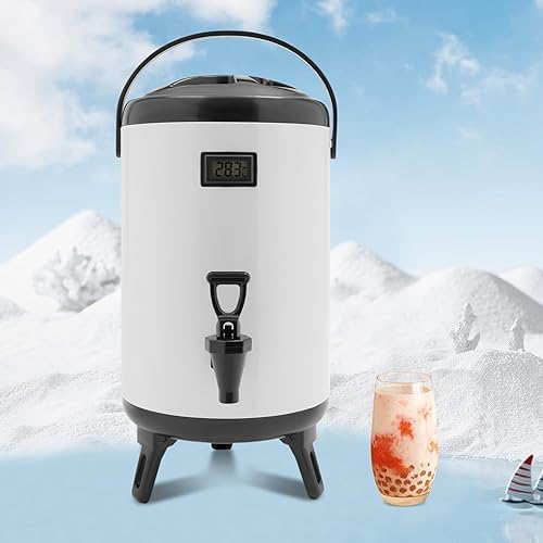 Hot Beverage Dispenser, 10L/2.64Gal Insulated Beverage Dispensers Insulated Thermal Hot and Cold Beverage Dispenser with Spigot & Thermometer Stainless Steel Drink Dispenser for Tea Coffee Milk - Image 4