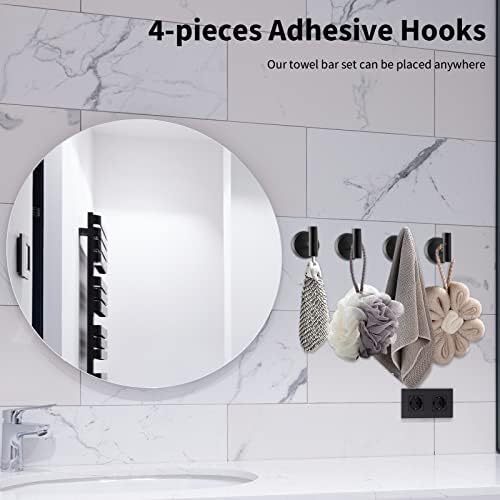Newfun 10 Pieces Matte Black Bathroom Hardware Set 24 Inch - Image 5