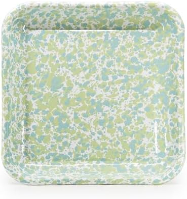 Golden Rabbit Enamelware Square Plates, 10.5 inch, Jardin Swirl, Set of 2 - Image 3