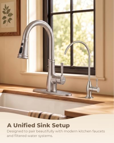 WEWE Drinking Water Faucet with Vintage Design, Non-Air Gap, Brushed Nickel - Image 2