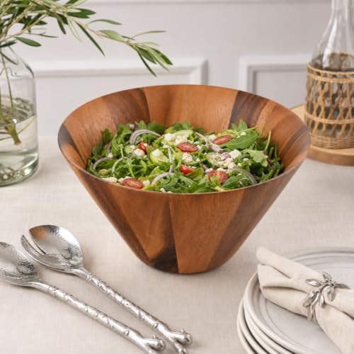 Arthur Court Acacia Wood Serving Bowl - Large Straight Side Salad Bowl for Fruits and Snacks - 12" Diameter x 7.5" Tall - Image 5