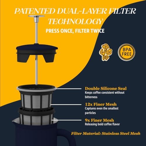 ESPRO P7 French Press, 18oz, Aegean Blue, Stainless Steel Coffee Maker - Image 2