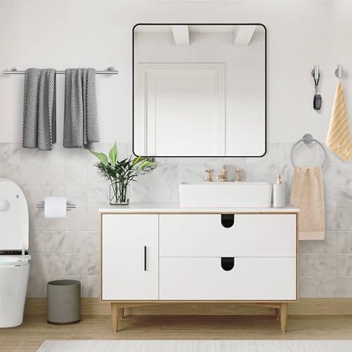 Brushed Nickel Bathroom Hardware Accessories Set, 5 Pieces Round Towel Bar Set Toilet Paper Holder Towel Rail Set for Bathroom Stainless Steel Wall Mounted Bathroom Set,23.6 in - Image 7