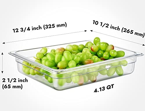 CURTA 6-Pack 1/2 Size 2.5" Deep NSF Polycarbonate Food Pans | Dishwasher & Freezer Safe Clear Container for Prep Tables, Buffet, Salad Bar, Commercial & Home Kitchen - Image 2