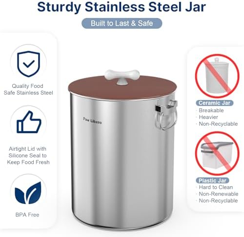 Paw Libero 25 Lbs Stainless Steel Dog Food Storage Container with Airtight Lid & Ceramic Bone Handle, Large Metal Dog Food Bin for Dogs & Cats, Keep Fresh, Easy to Clean - Image 3