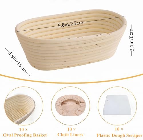 Nisorpa 10 Set Oval Banneton Bread Proofing Basket,10 Inch - Image 3